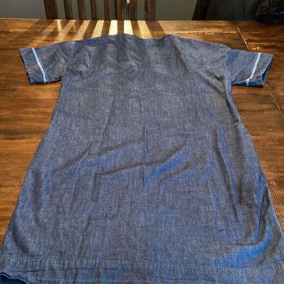 Lauren Ralph Lauren Denim Shift Dress Size 14,Lace-Up Neckline, Embroidery - Picture 10 of 10